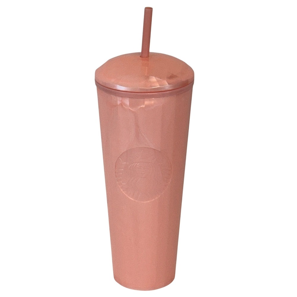 Starbucks Pearlescent Pink Venti 24 oz Cold Cup Tumbler with Straw NEW
